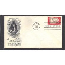 FDC Art Craft 1230 5c Carolina Charter Charter (Cachet-Label/A) CV42000