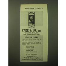 1948 Carr's Table Water Biscuits Ad - fine Biscuits since 1831