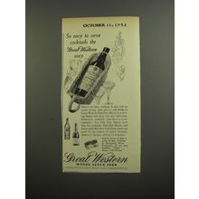 1952 Great Western Pale Dry Sherry Ad - So easy to serve cocktails