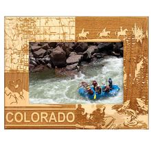 Colorado with Horses Laser Engraved Wood Picture Frame Landscape (3 x 5)