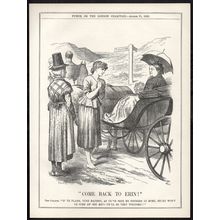 COME BACK TO ERIN! 1889 Sir John Tenniel - Queen Victoria PUNCH CARTOON PAGE