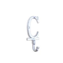Pack Of 2] Whitewashed Cast Iron Letter C Alphabet Wall Hook 6""