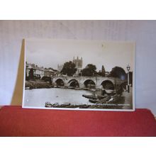 WYE BRIDGE AND CATHEDRAL, HEREFORD, unused vintage postcard RP =