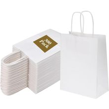 Joybe 300 Pack 6X3.25X8 Inch Small White Paper Bags with Handles Bulk, Kraft Pap