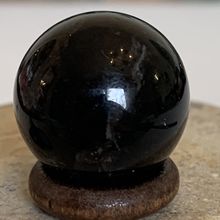 Miniature Dark Smoky Quartz Crystal Sphere Crystal Ball Mini Orb W Stand 1/2" 7g