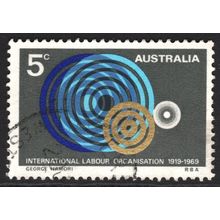 AUSTRALIA 1969: 50th ANNIVERSARY ILO - 5c USED (G4)