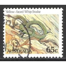 AUSTRALIA 1982: REPTILES & AMPHIBIANS - 65c YELLOW-FACED WHIP SNAKE USED (G5)