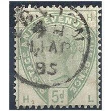 1883 SG193 5d Dull Green Fine Used Check Letters "HL".