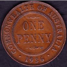 1936 Australia 1 Penny Coin