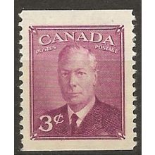 Canada 1950 SG421 3c Purple Coil Stamp IMP x Perf 9.5 Light Mounted Mint ..