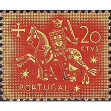 PORTUGAL, King Dinis, horseback, orange 1953, 20c, #2
