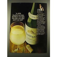1980 Beringer Chardonnay Wine Ad - The Fruit Was Right
