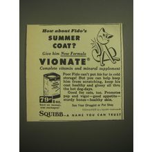 1959 Squibb Vionate Vitamin Ad - How about Fido's summer coat?