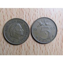 Netherlands 1965 5 Cents Coin