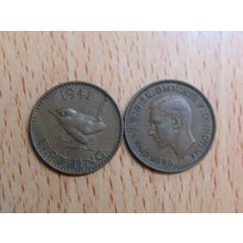 GB 1941 George VI Wren Farthing Coin