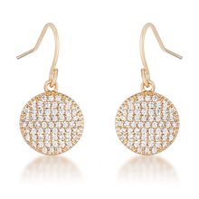6 Ct Elegant CZ Gold Plated Disk Earrings