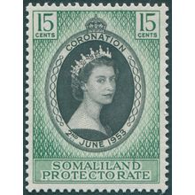 Somaliland Protectorate 1953 15c. black & green Coronation SG136 unused