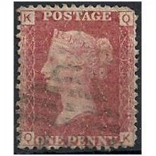 1858 SG43 1d Red Plate 154 Good/Fine Used Check Letters "QK".