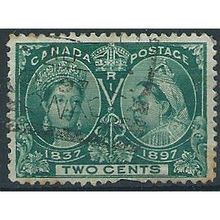 Canada 1897 SG125 2c Deep Green Good Used (Pulled Perf) ... .