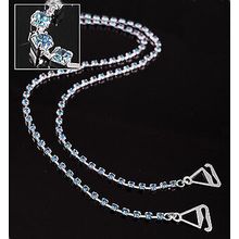 Bra Straps - Single Line Crystal Chain Strap - Blue - BS-HH19BL