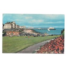 BEACH AND PIER, EASTBOURNE, SUSSEX used postcard Colourmaster 1980 #