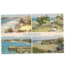 multiview, NEWQUAY, CORNWALL. used vintage postcard. 1963 pm