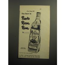 1951 Ron Merito Rum Ad - The best in Puerto Ricon Rum