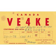 Ashern Manitoba Canada Amateur Radio QSL 1970s Card