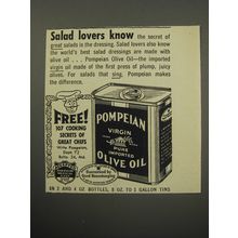 1955 Pompeian Olive Oil Ad - Salad lovers know