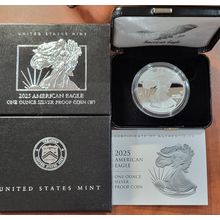 1oz Silver 2025-W Proof $1 American Silver Eagle Box With COA