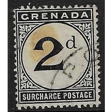 GRENADA 1906 WMK MULTI-CROWN CA 2d POSTAGE DUE USED SG D9 fox spot