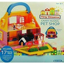 Vintage Blue Box Tiny Dreams Carry Along Pet Shop