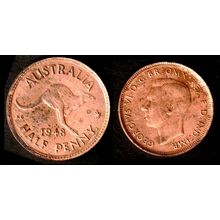 Australia Half Penny 1948 Used Coin 1/2d Geo VI Kangaroo
