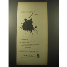 1960 Ballantine's English Gin Ad - Imagine this splotch is blue