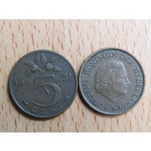 Netherlands 1951 5 Cents Coin