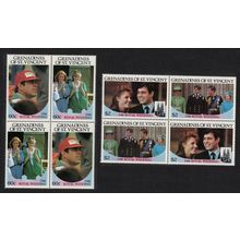 St. Vincent Gren Royal Wedding Prince Andrew 4v Blocks of 4 1986 MNH