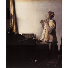 Vermeer_Woman_with_a_Pearl_Necklace Poster Canvas Movie Film Print A0 A1 A2 A3 A