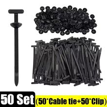 50Pcs Nylon Universal Cable Tie Buckle Heavy Duty Self-Locking Zip Ties Holder