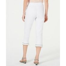 JM Collection Women's Double-Tier Embellished Capri Pants - White -Size: M