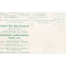 Golders Hill Green Restaurant Hampstead Music Bands Antique Advertising Postcard