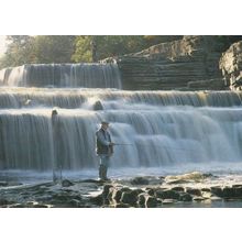 Trying To Fish Fishing at Aysgarth Yorkshire in a Waterfall Postcard