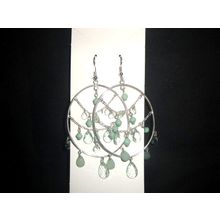 Vintage shades of pale green 50x45mm hoop earrings 68mm drop
