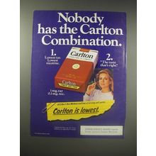 1990 Carlton Cigarettes Ad - Nobody has the Carlton Combination