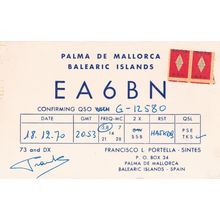 Palma De Mallorca Balearic Islands Spanish 1970s Vintage Radio QSL Card