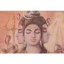 Indian Shiva Goddess Three Headed Woman Mystic Art Postcard