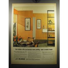 1957 U.S. Plywood Weldwood Ad - Now builders offer you luxurious wood paneling