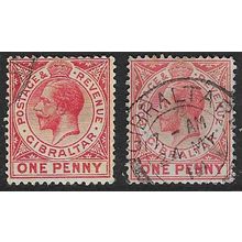 GIBRALTAR 1912-24 GEORGE V WMK MULT CROWN CA 1d X SHADES USED SG77