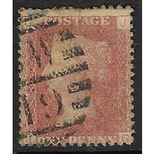 GB 1858 QUEEN VICTORIA 1d RED PLATE 166 USED SG43 / 44 " JG "
