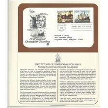 FIRST VOYAGE of COLUMBUS : Crossing ' OFFICIAL FIRST DAY of ISSUE ' (1992)