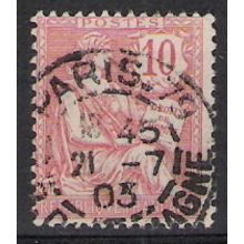 Mi 102: 10 c. rose Definitive Stamp: Mouchon Type II 'Rights of Man.'
